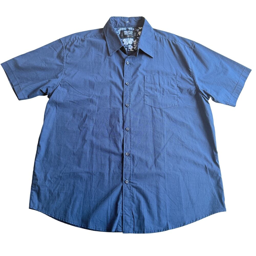Monument Men’s 2X Blue Short Sleeve Polo Button Shirt Cotton